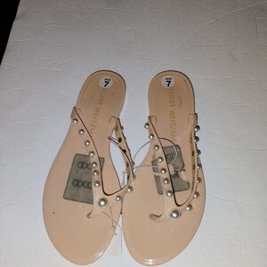 NWOT Stuart Weitzman Flip Flop Pearls Size 7 Goldie Jelly Poudre‎